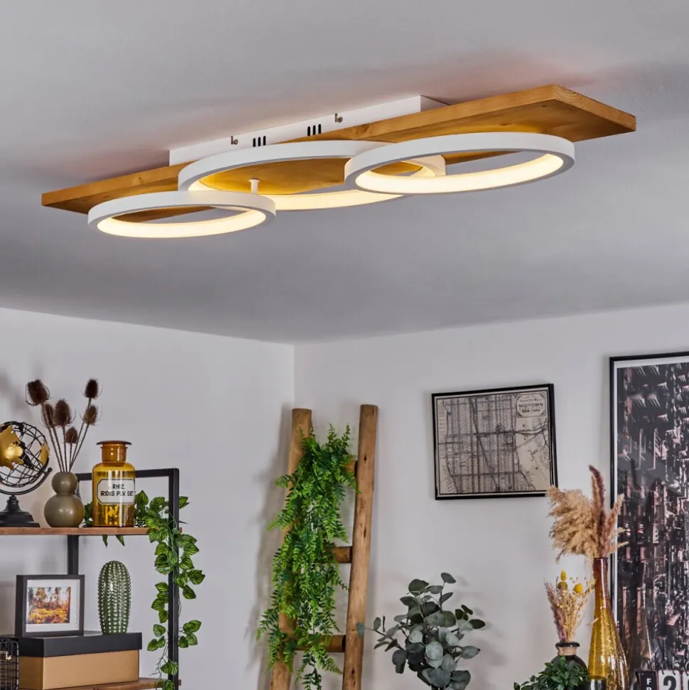 Plafonnier Pompu Led Ecru, Blanc, 1 Lumiere
