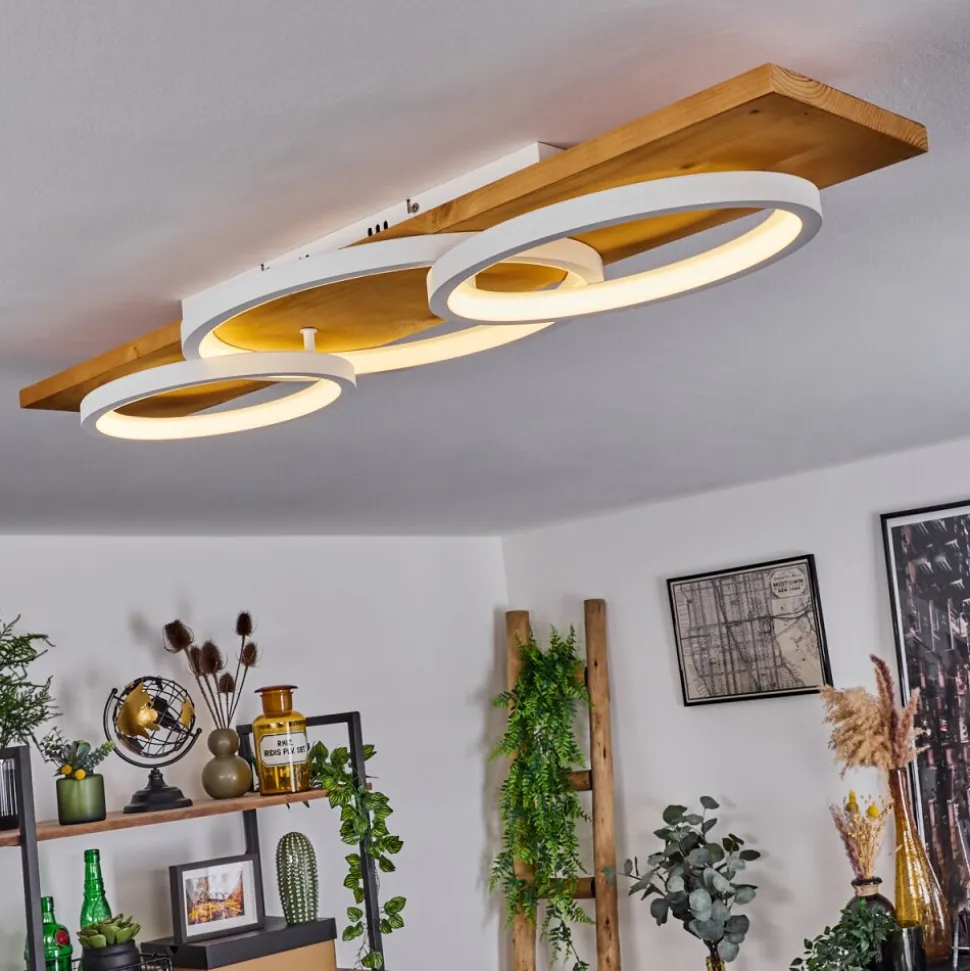 Plafonnier Pompu Led Ecru, Blanc, 1 Lumiere