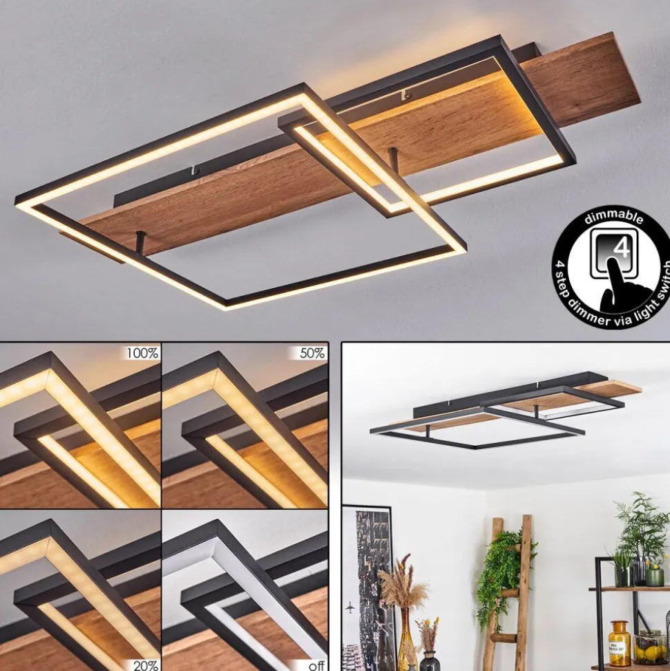 Plafonnier Pompu Led Ecru, Noir, 1 Lumiere