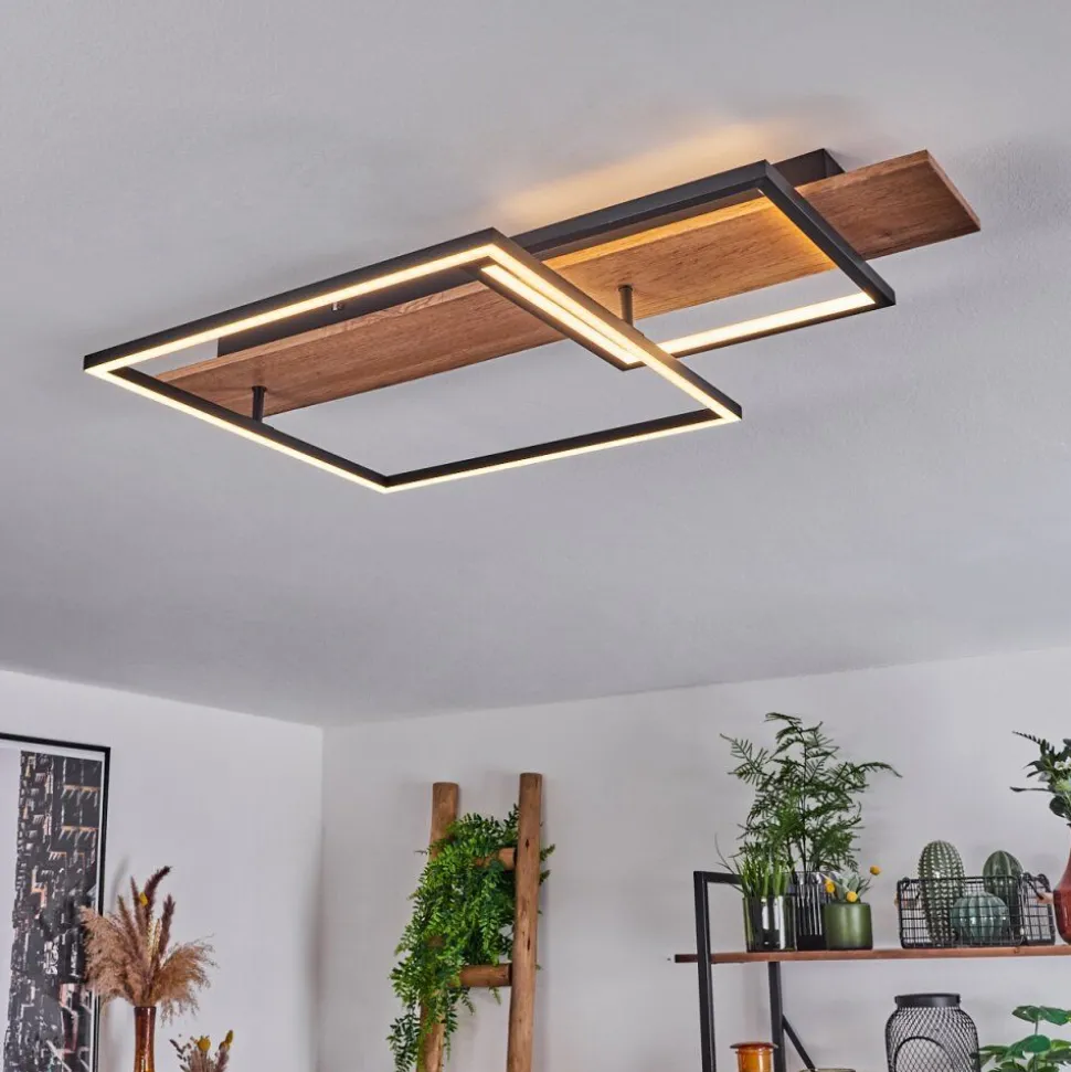 Plafonnier Pompu Led Ecru, Noir, 1 Lumiere