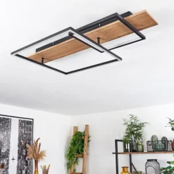 Plafonnier Pompu Led Ecru, Noir, 1 Lumiere
