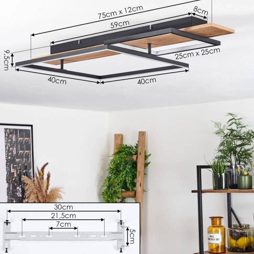 Plafonnier Pompu Led Ecru, Noir, 1 Lumiere