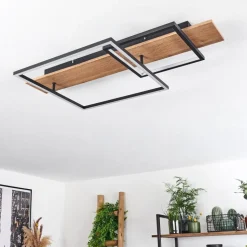 Plafonnier Pompu Led Ecru, Noir, 1 Lumiere