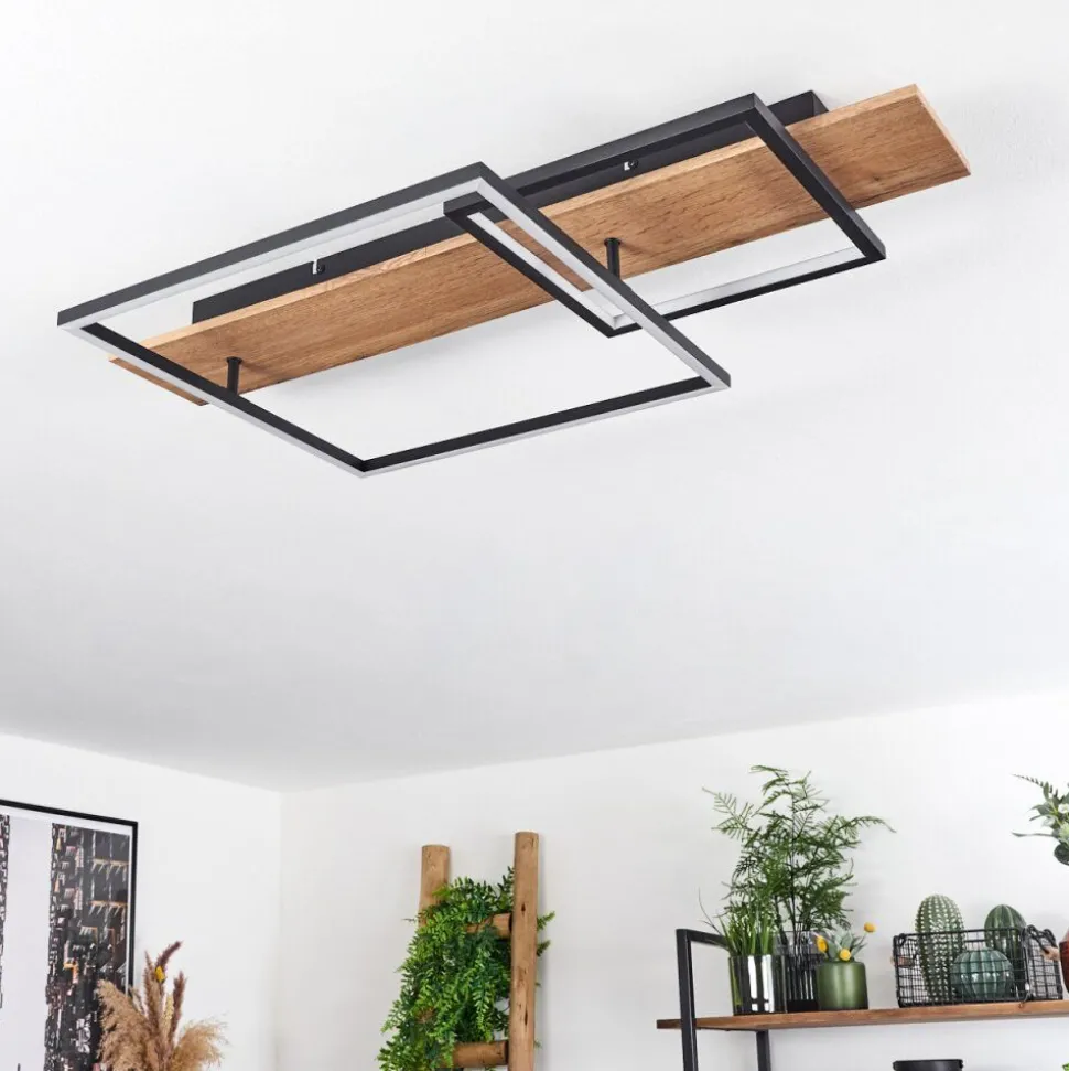 Plafonnier Pompu Led Ecru, Noir, 1 Lumiere