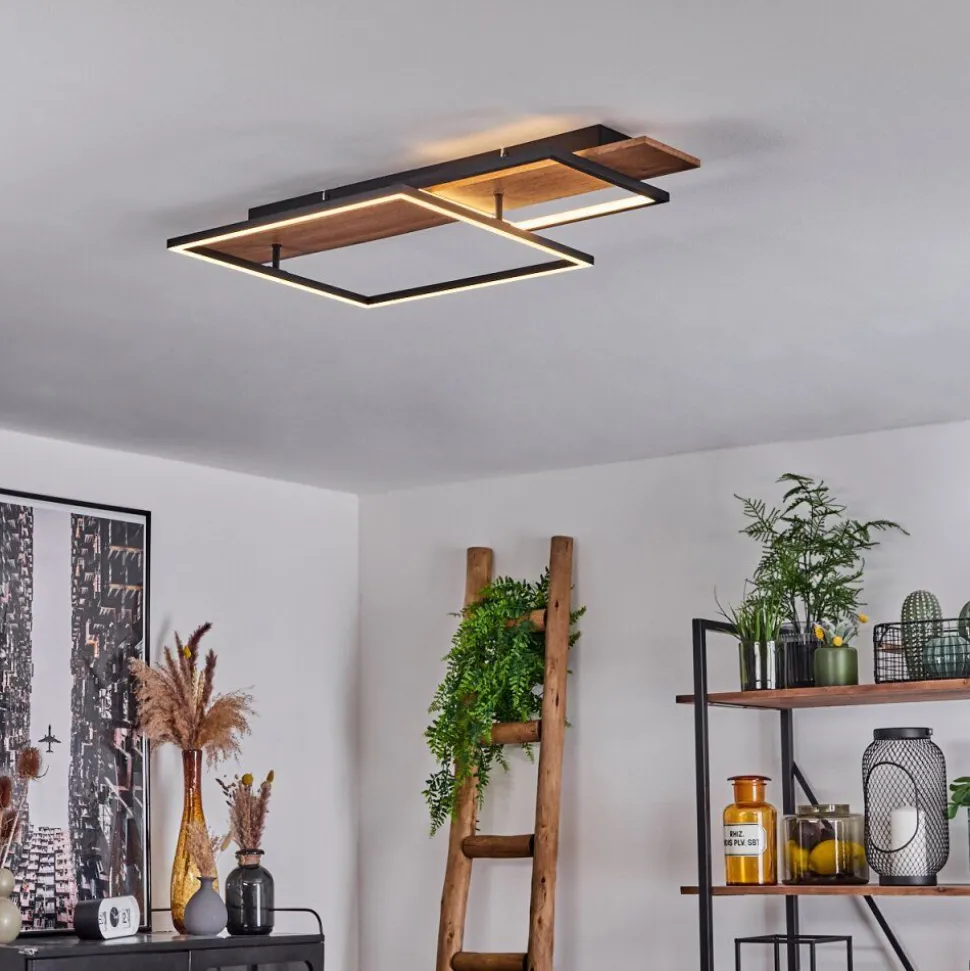 Plafonnier Pompu Led Ecru, Noir, 1 Lumiere