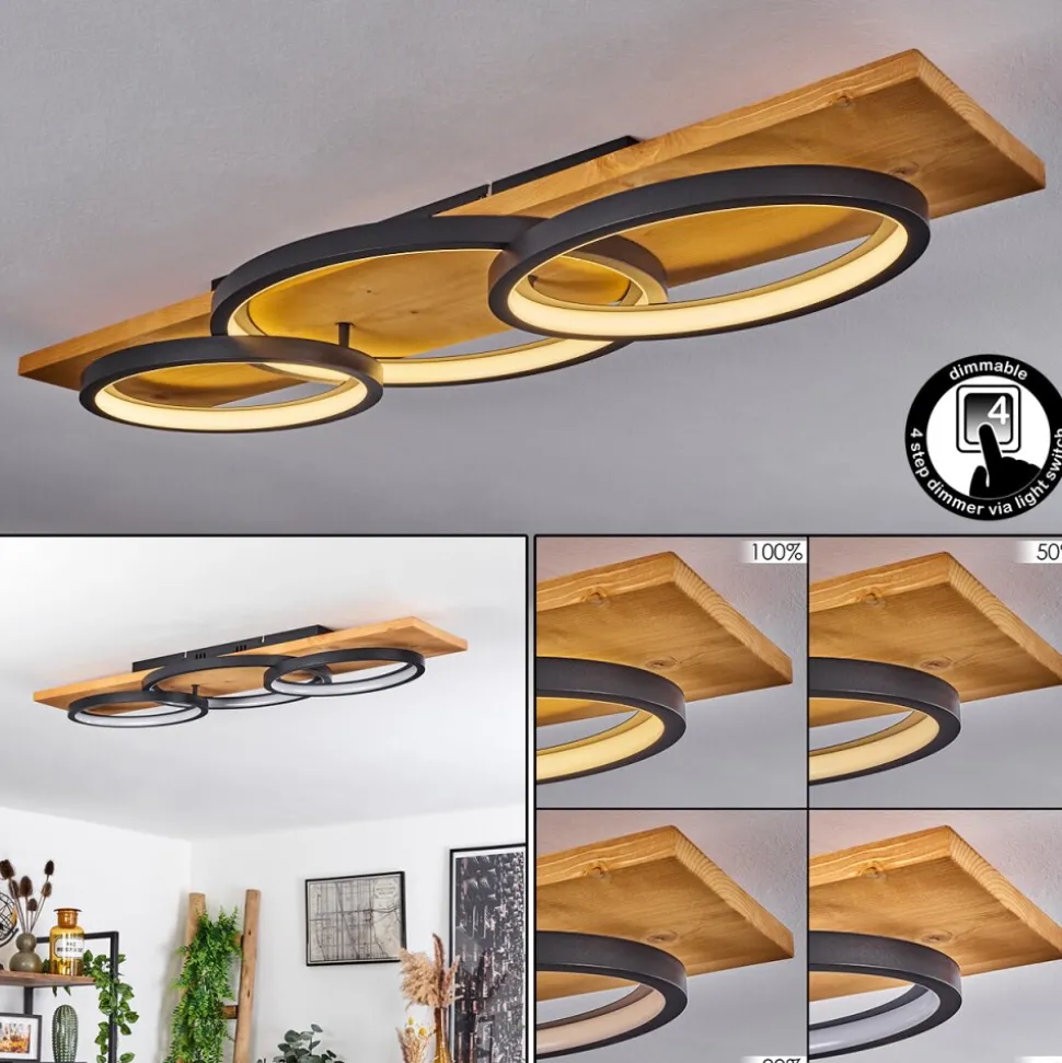 Plafonnier Pompu Led Ecru, Noir, 1 Lumiere