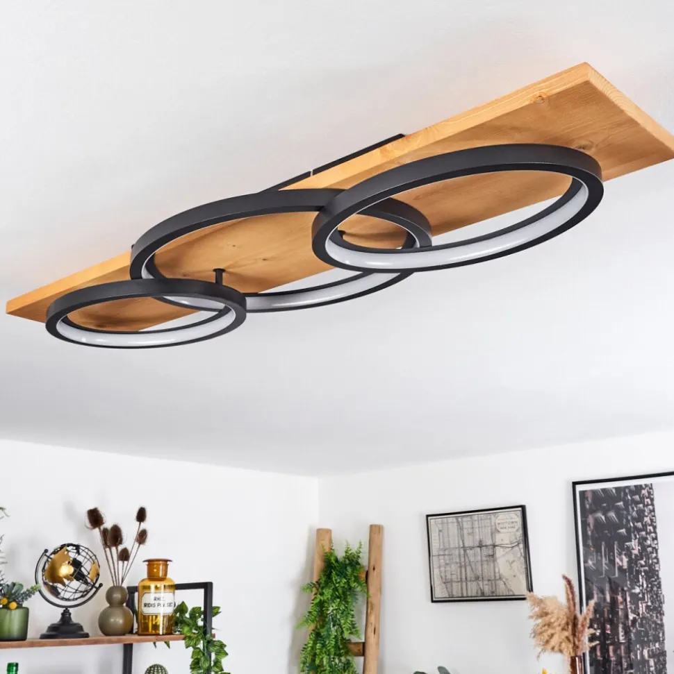 Plafonnier Pompu Led Ecru, Noir, 1 Lumiere