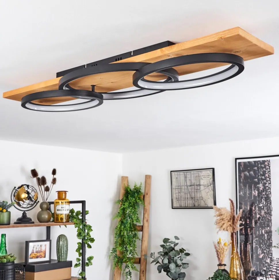 Plafonnier Pompu Led Ecru, Noir, 1 Lumiere