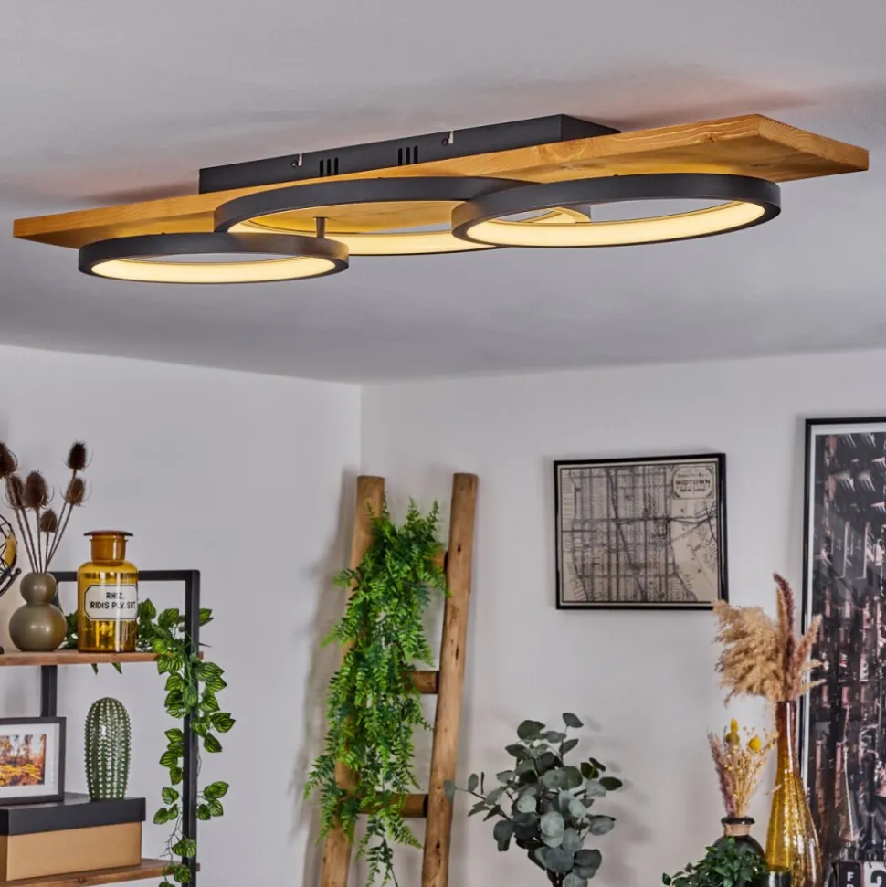 Plafonnier Pompu Led Ecru, Noir, 1 Lumiere