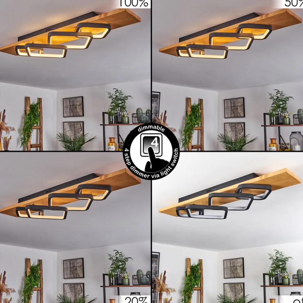 Plafonnier Pompu Led Ecru, Noir, 1 Lumiere
