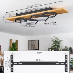 Plafonnier Pompu Led Ecru, Noir, 1 Lumiere