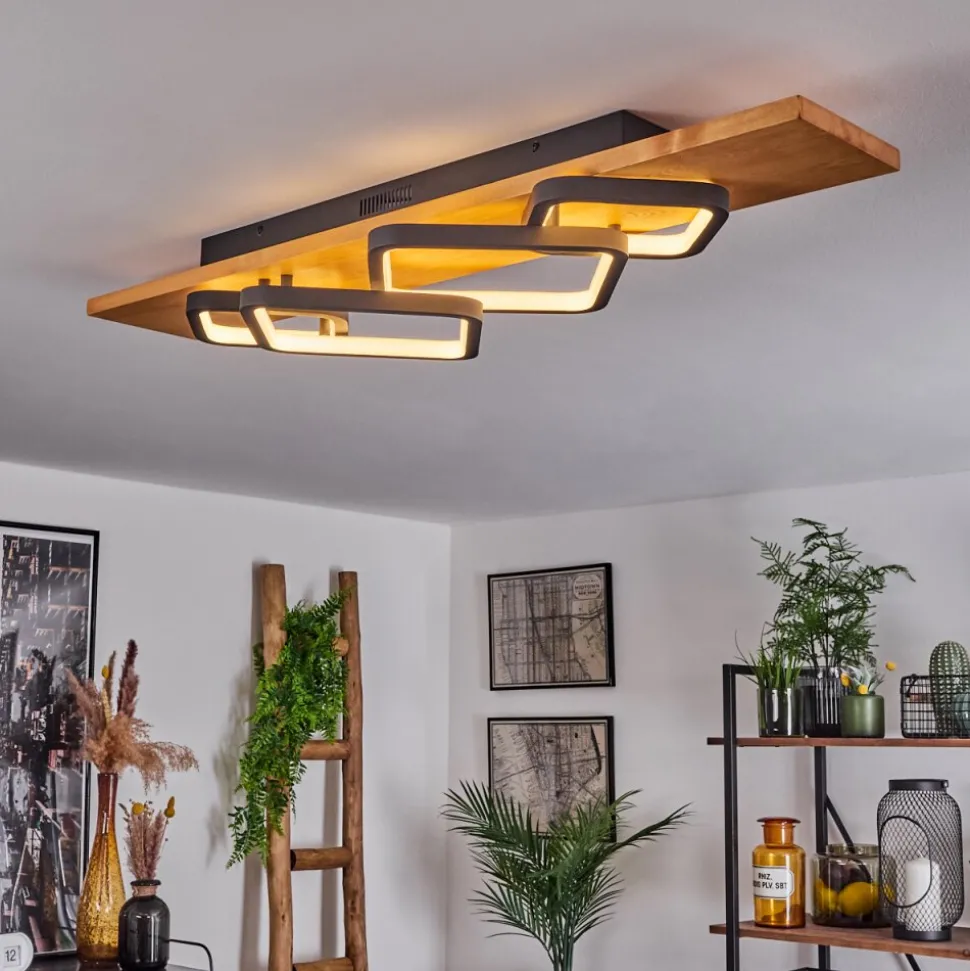 Plafonnier Pompu Led Ecru, Noir, 1 Lumiere
