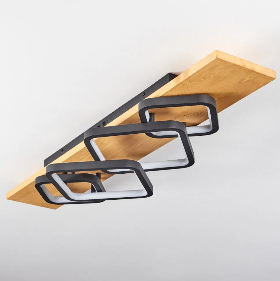 Plafonnier Pompu Led Ecru, Noir, 1 Lumiere