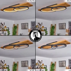 Plafonnier Pompu Led Ecru, Noir, 1 Lumiere