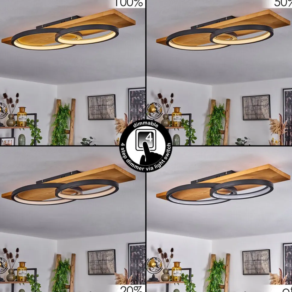 Plafonnier Pompu Led Ecru, Noir, 1 Lumiere
