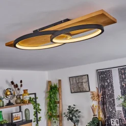 Plafonnier Pompu Led Ecru, Noir, 1 Lumiere