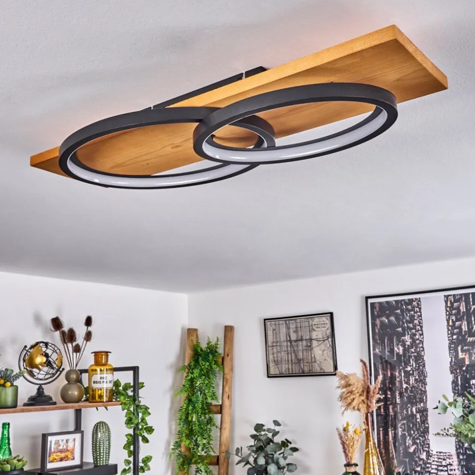 Plafonnier Pompu Led Ecru, Noir, 1 Lumiere