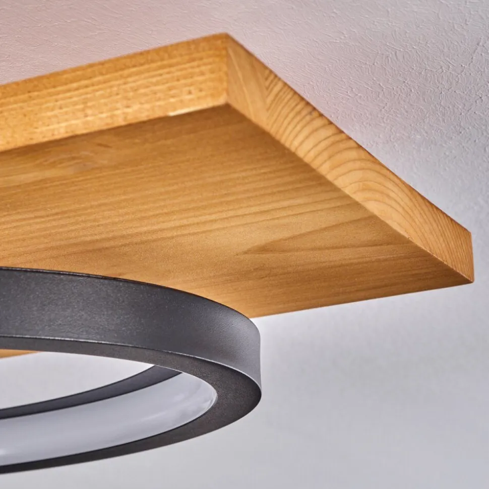 Plafonnier Pompu Led Ecru, Noir, 1 Lumiere