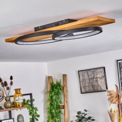 Plafonnier Pompu Led Ecru, Noir, 1 Lumiere