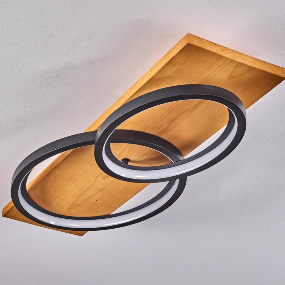 Plafonnier Pompu Led Ecru, Noir, 1 Lumiere