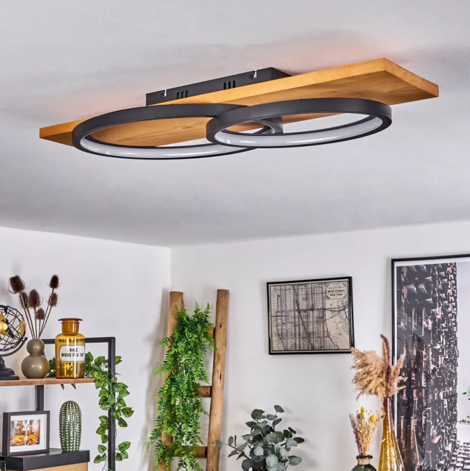 Plafonnier Pompu Led Ecru, Noir, 1 Lumiere