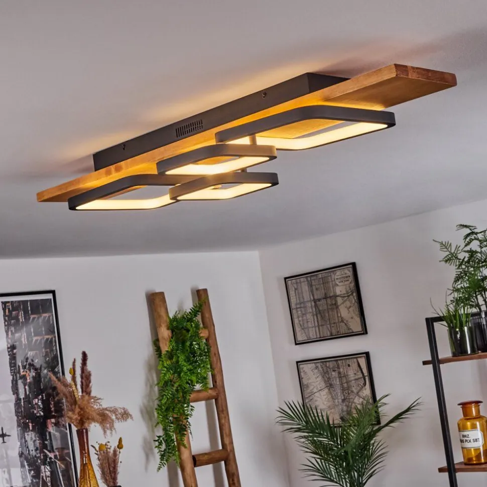 Plafonnier Pompu Led Ecru, Noir, 1 Lumiere