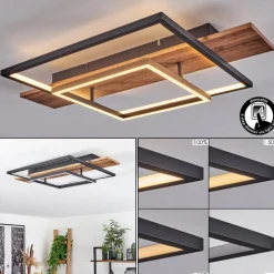 Plafonnier Pompu Led Ecru, Noir, 1 Lumiere