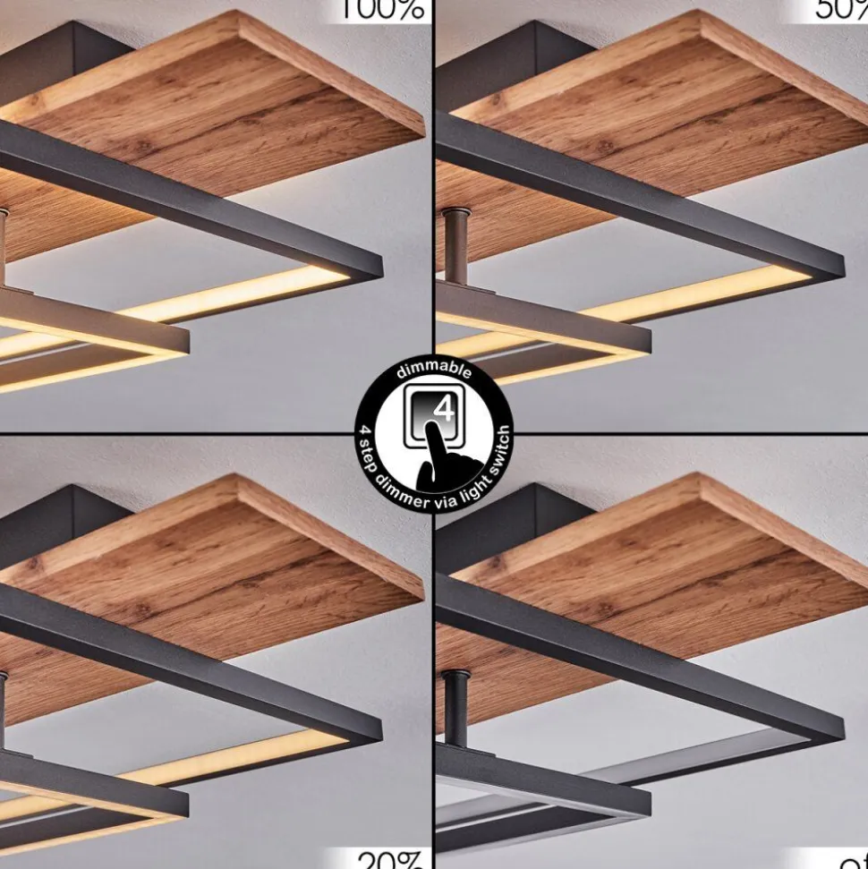 Plafonnier Pompu Led Ecru, Noir, 1 Lumiere