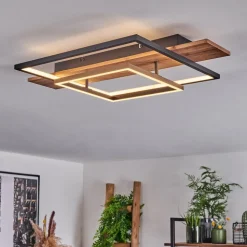Plafonnier Pompu Led Ecru, Noir, 1 Lumiere