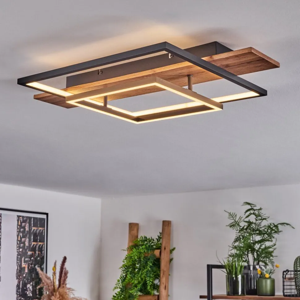 Plafonnier Pompu Led Ecru, Noir, 1 Lumiere