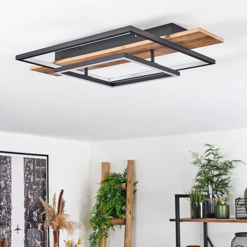Plafonnier Pompu Led Ecru, Noir, 1 Lumiere