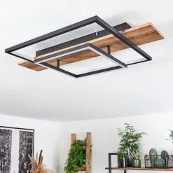 Plafonnier Pompu Led Ecru, Noir, 1 Lumiere