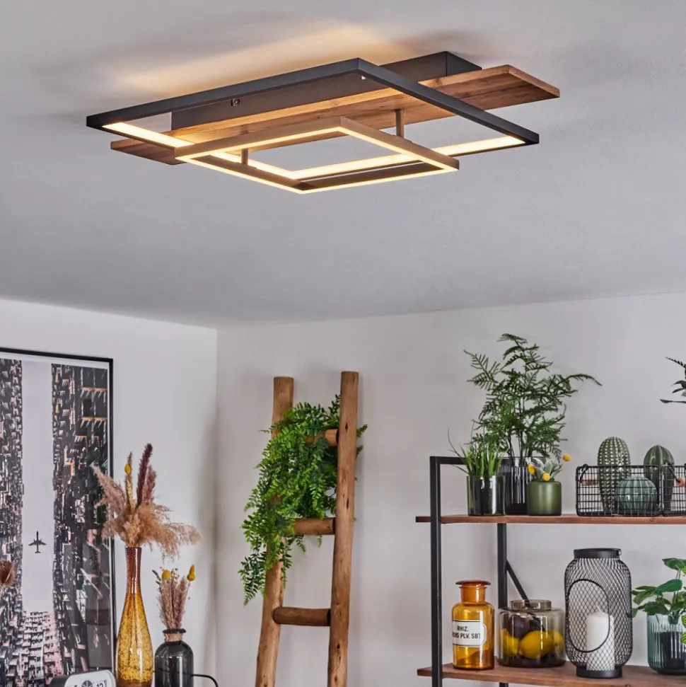 Plafonnier Pompu Led Ecru, Noir, 1 Lumiere