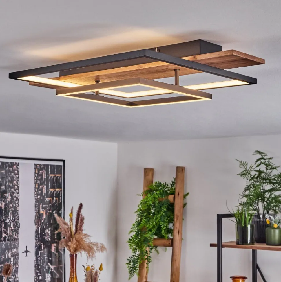 Plafonnier Pompu Led Ecru, Noir, 1 Lumiere
