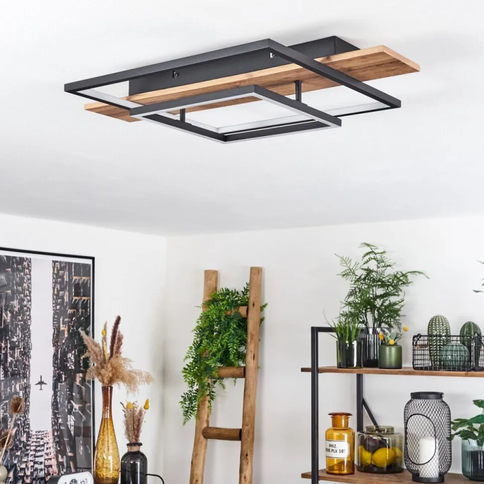 Plafonnier Pompu Led Ecru, Noir, 1 Lumiere