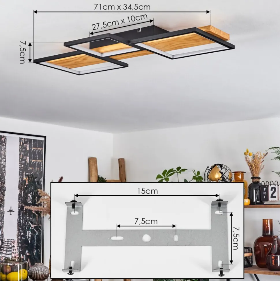 Plafonnier Pompu Led Noir, 1 Lumiere