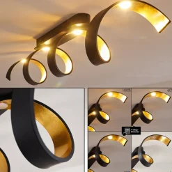 Plafonnier Rezat Led Noir Dore, 1 Lumiere