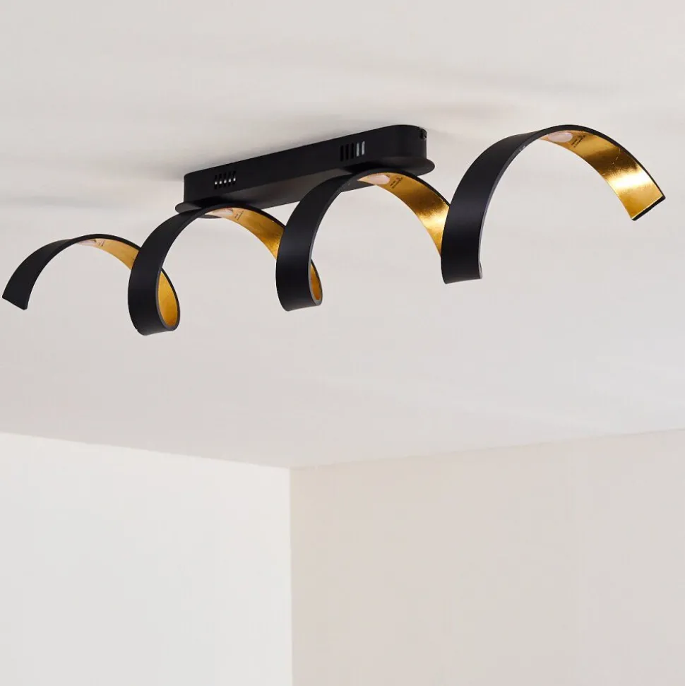 Plafonnier Rezat Led Noir Dore, 1 Lumiere