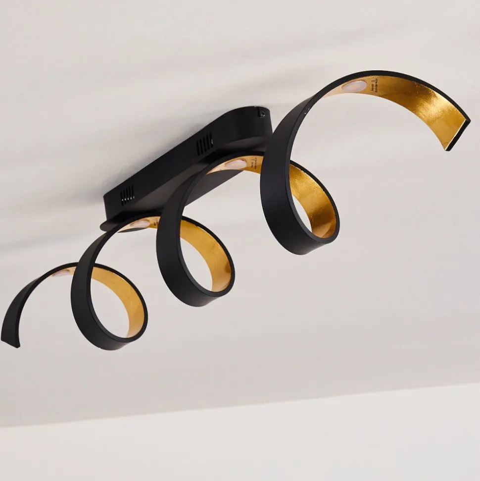 Plafonnier Rezat Led Noir Dore, 1 Lumiere