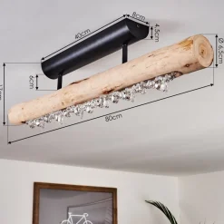 Plafonnier Rodeche Led Bois Clair, Noir, 1 Lumiere