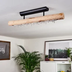 Plafonnier Rodeche Led Bois Clair, Noir, 1 Lumiere