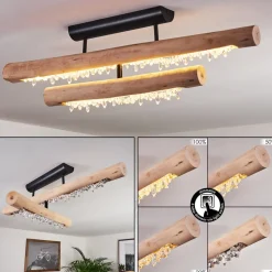 Plafonnier Rodeche Led Bois Clair, Noir, 1 Lumiere