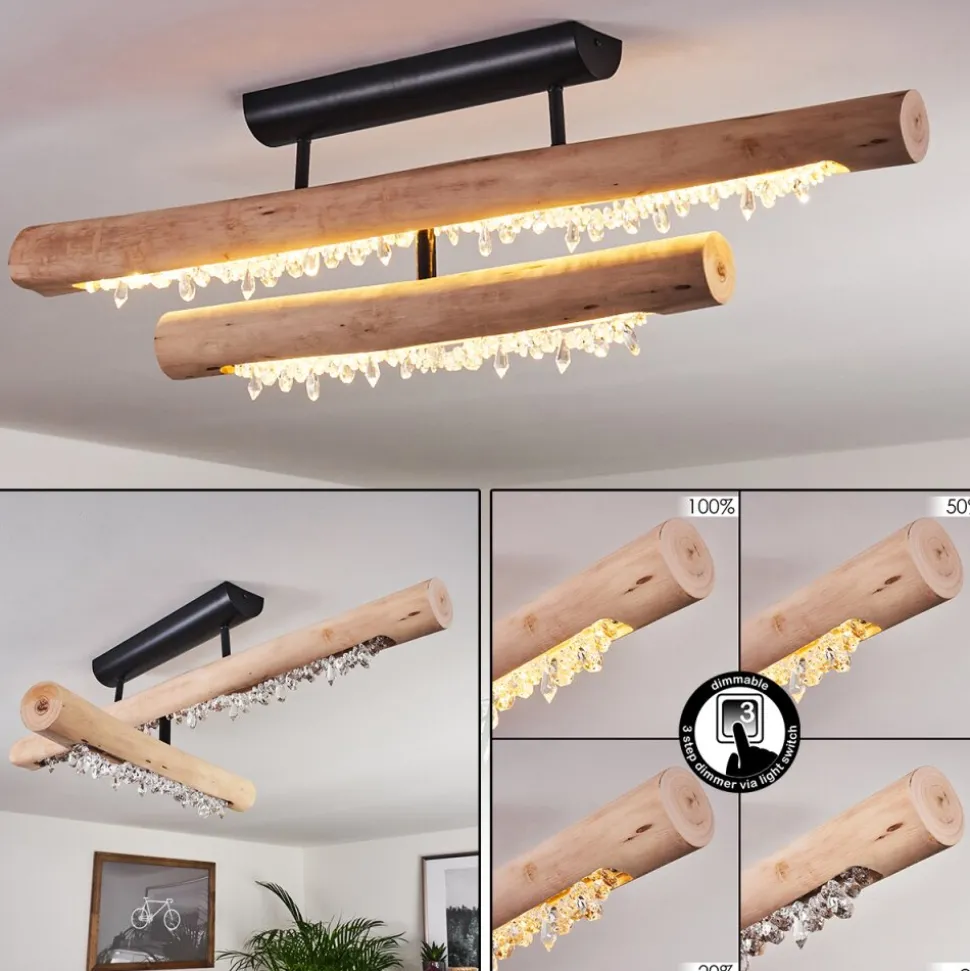 Plafonnier Rodeche Led Bois Clair, Noir, 1 Lumiere
