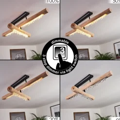 Plafonnier Rodeche Led Bois Clair, Noir, 1 Lumiere