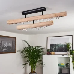 Plafonnier Rodeche Led Bois Clair, Noir, 1 Lumiere