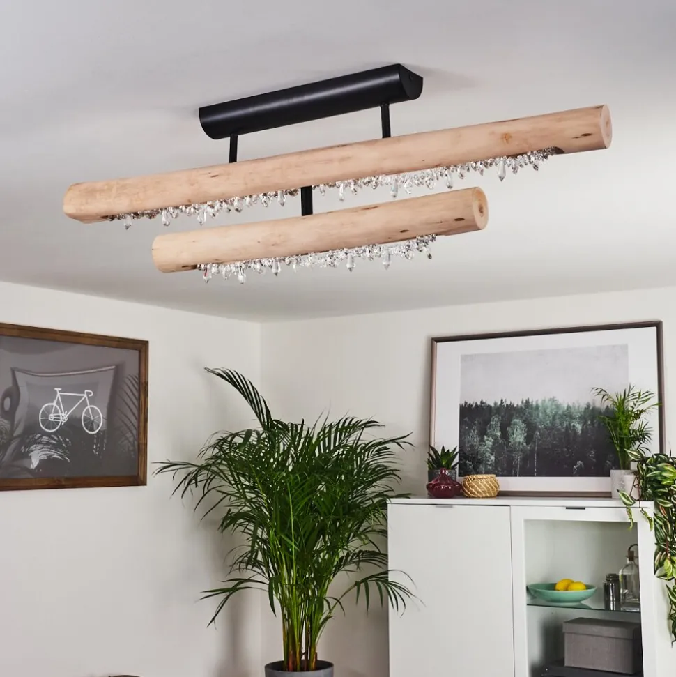 Plafonnier Rodeche Led Bois Clair, Noir, 1 Lumiere