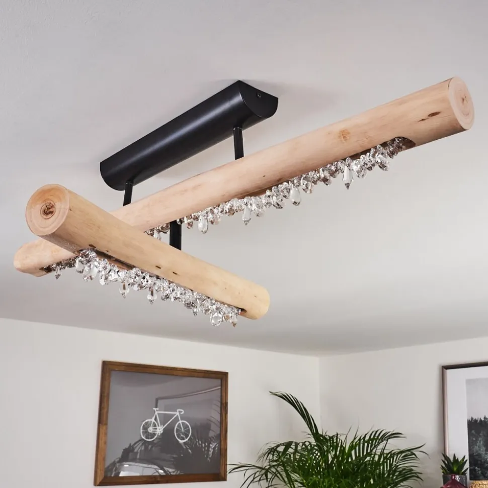 Plafonnier Rodeche Led Bois Clair, Noir, 1 Lumiere