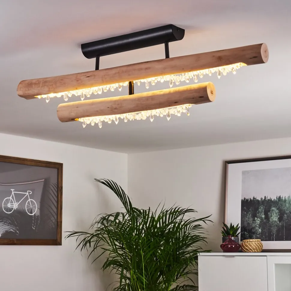 Plafonnier Rodeche Led Bois Clair, Noir, 1 Lumiere