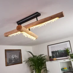 Plafonnier Rodeche Led Bois Clair, Noir, 1 Lumiere