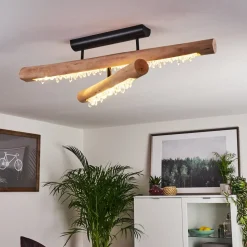 Plafonnier Rodeche Led Bois Clair, Noir, 1 Lumiere